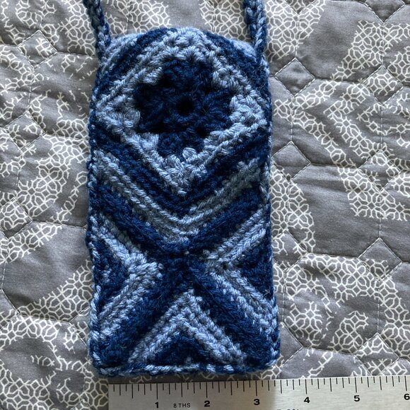 Granny Square Crochet Phone  Shoulder Bag - Hand crafted - Picture 10 of 14